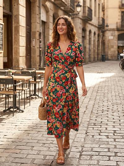 Floral Midi Wrap Dress